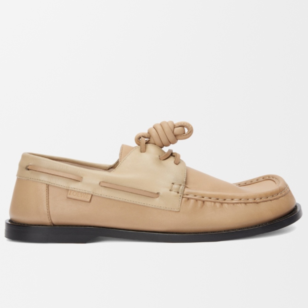 LOEWE - Campo Boat Shoe in Sand/Cinnamon Calfskin - US8/EU41 - MSRP $1400 - NWT
